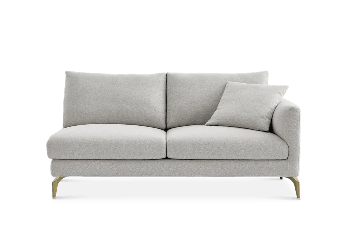 Lena Right Facing 2 Seater Sofa, (Performance Hugo) Greige (Brass Legs)