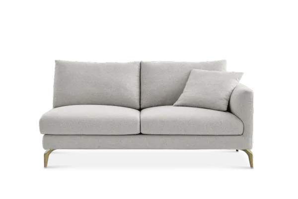 Lena Right Facing 2 Seater Sofa, (Performance Hugo) Greige (Brass Legs)