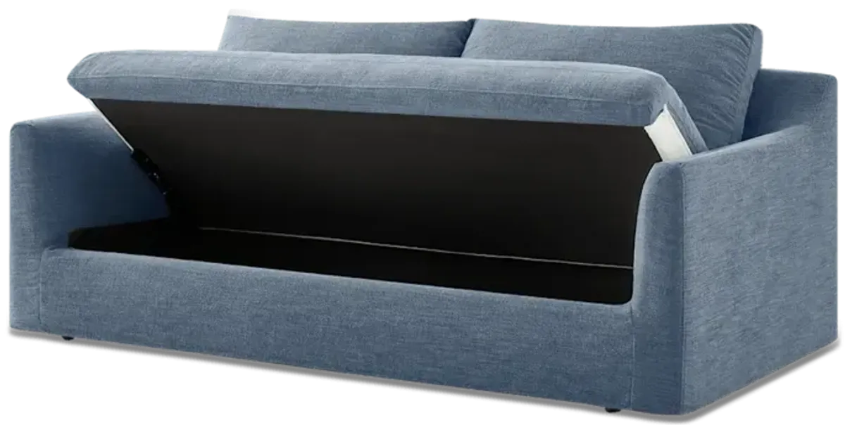 Agnes Slipcover Storage Sofa 88.6", (Sadie) Dusty Blue
