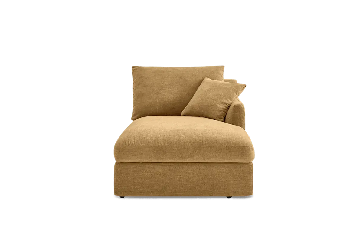 Agnes Slipcover Storage Right Chaise, (Sadie) Mustard Brown