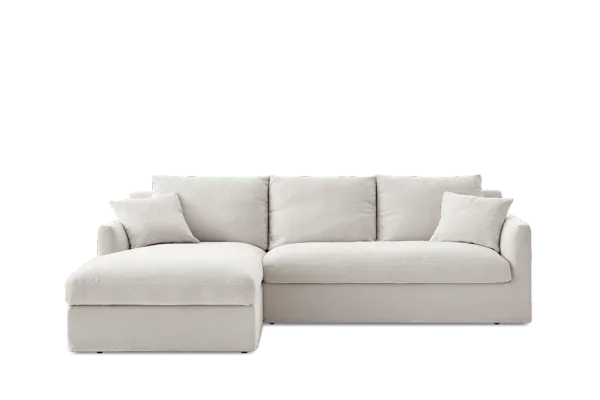 Agnes Slipcover Storage Chaise Sectional Sofa Left Facing, (Sadie) Ivory