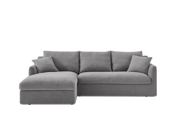 Agnes Slipcover Storage Chaise Sectional Sofa Left Facing, (Sadie) Ash