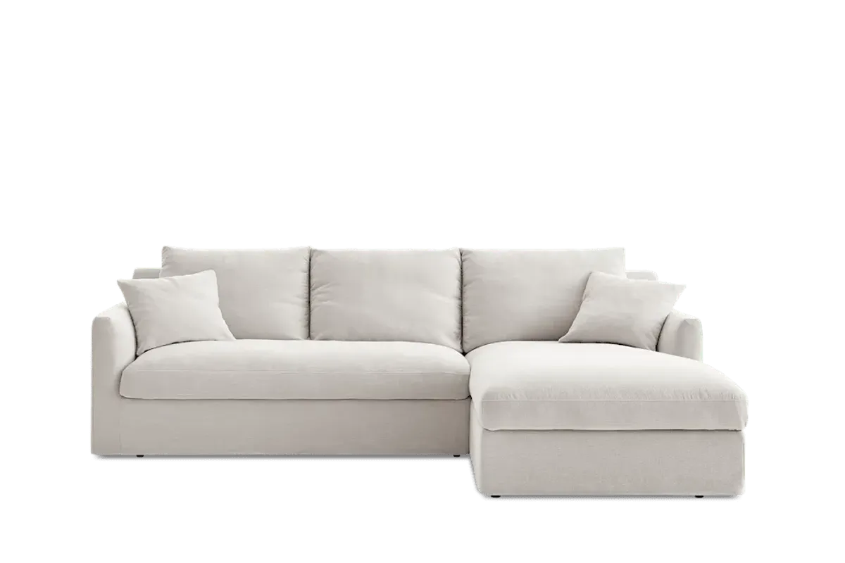 Agnes Slipcover Storage Chaise Sectional Sofa Right Facing, (Sadie) Ivory