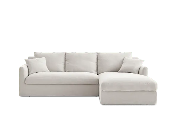 Agnes Slipcover Storage Chaise Sectional Sofa Right Facing, (Sadie) Ivory