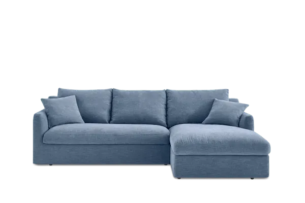 Agnes Slipcover Storage Chaise Sectional Sofa Right Facing, (Sadie) Dusty Blue