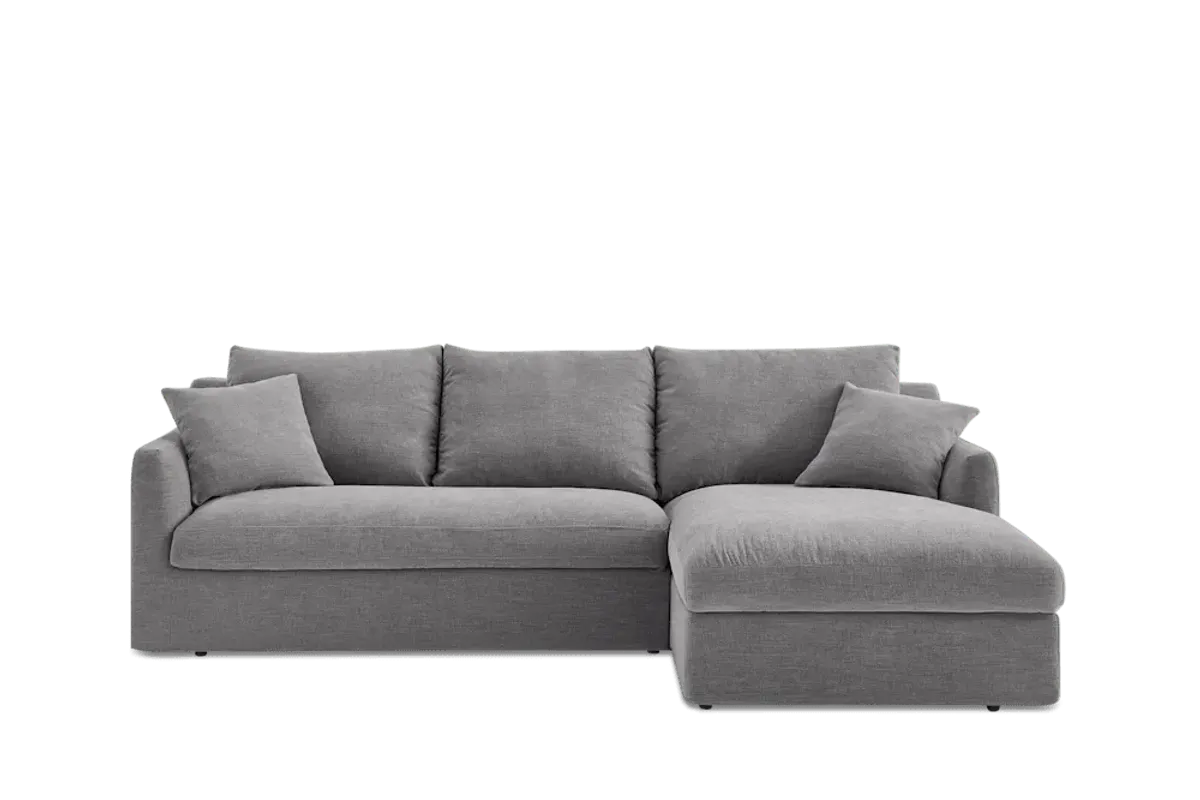 Agnes Slipcover Storage Chaise Sectional Sofa Right Facing, (Sadie) Ash