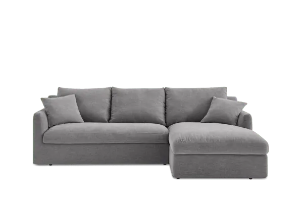 Agnes Slipcover Storage Chaise Sectional Sofa Right Facing, (Sadie) Ash
