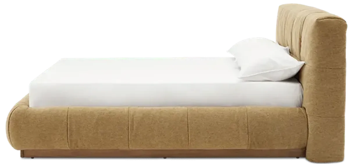 Esmee Queen Size Bed, (Performance Anderson) Mustard Brown