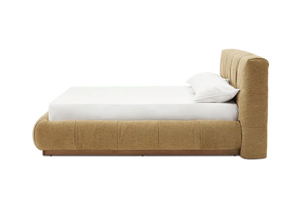 Esmee Queen Size Storage Bed, (Performance Anderson) Mustard Brown