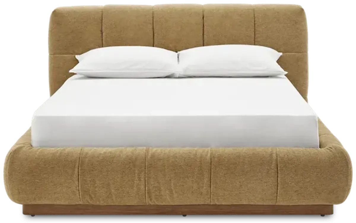 Esmee Queen Size Storage Bed, (Performance Anderson) Mustard Brown