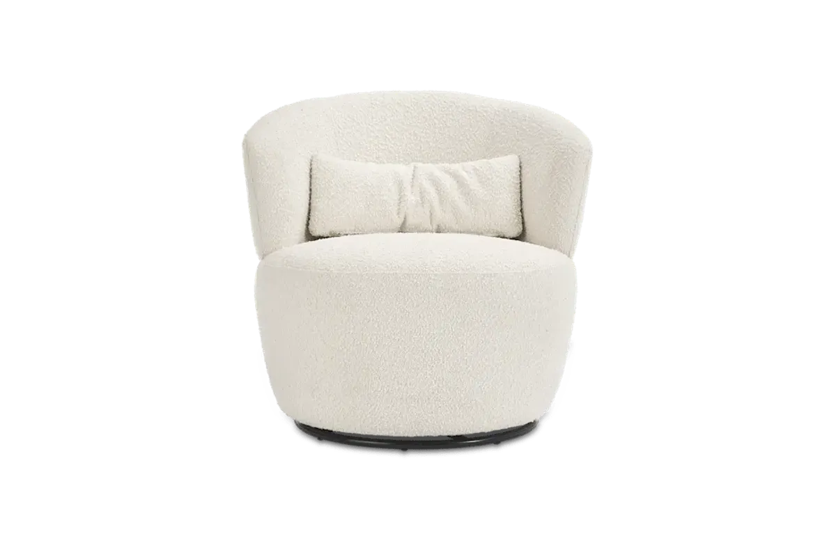 Amber Bouclé Swivel Chair Snow, Set of 2