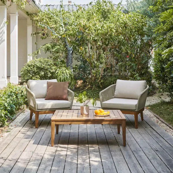 Maui Outdoor 2 Lounge Chairs & Coffee Table Set, Taupe