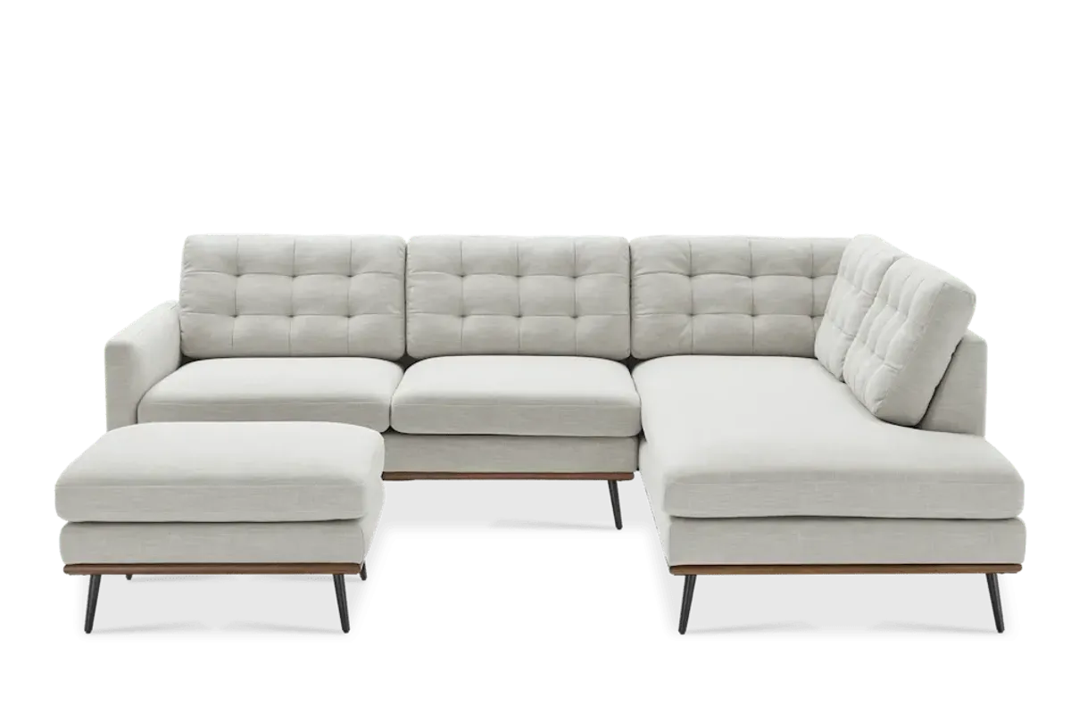 Isaac Bumper Chaise Sectional Sofa with Ottoman