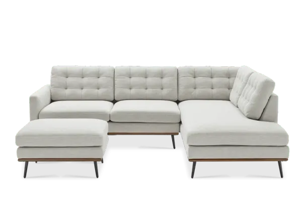 Isaac Bumper Chaise Sectional Sofa with Ottoman