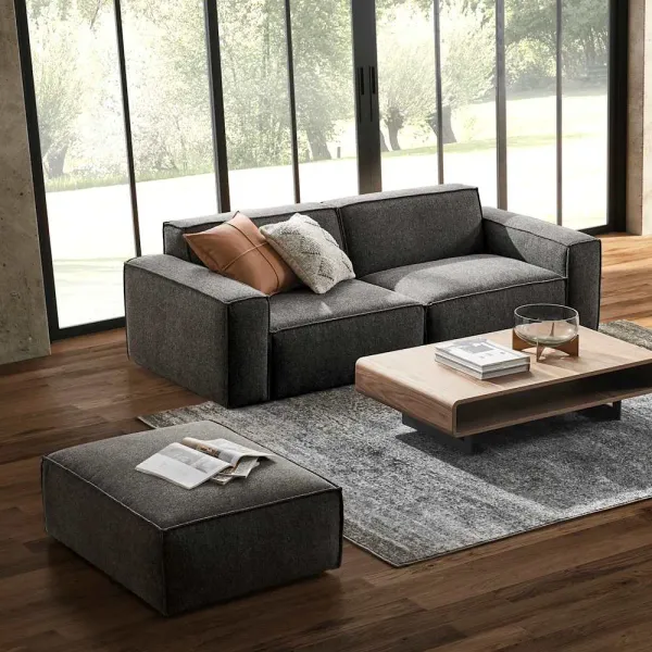 Jonathan Sofa with Ottoman, Dark Granite