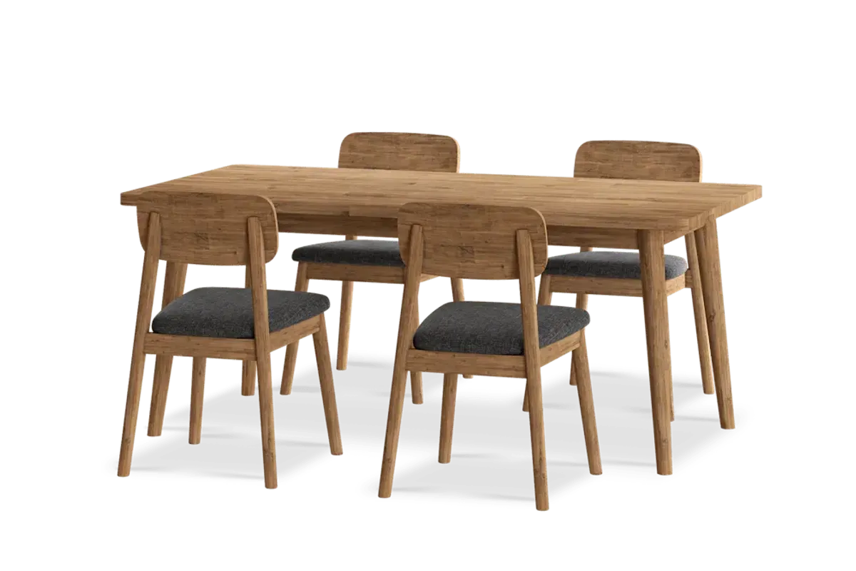 Seb Dining Table Set, 71" with 4 Fabric Chairs No Bench