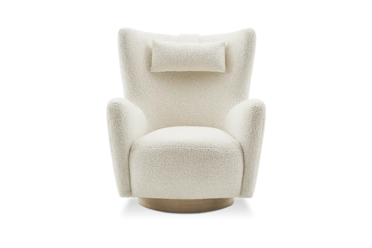 Colette Sherpa Swivel Armchair Teddy White, Set of 2