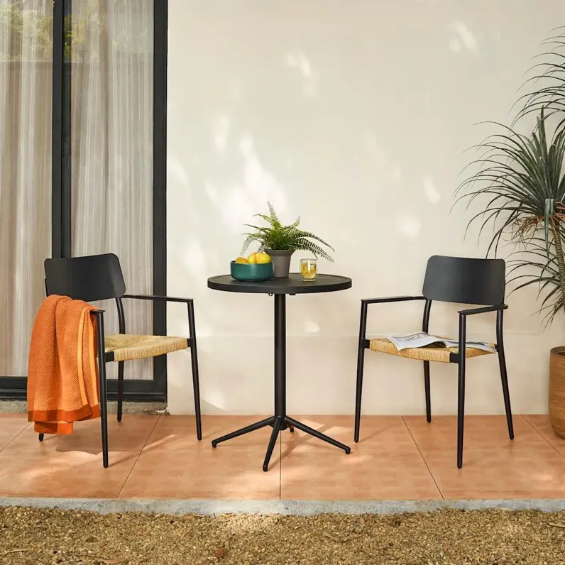 Bistro Round Foldable Table with 2 Newport Chairs Set