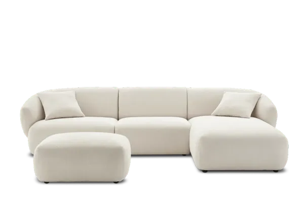 Auburn Performance Fabric Chaise Sectional Sofa with Ottoman