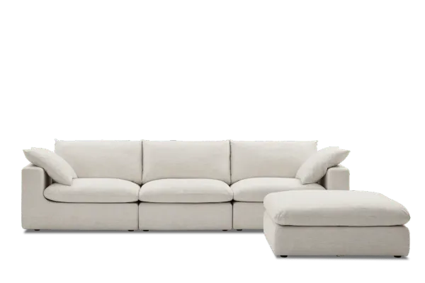 Dawson Extended Sofa with Ottoman, Beach Linen
