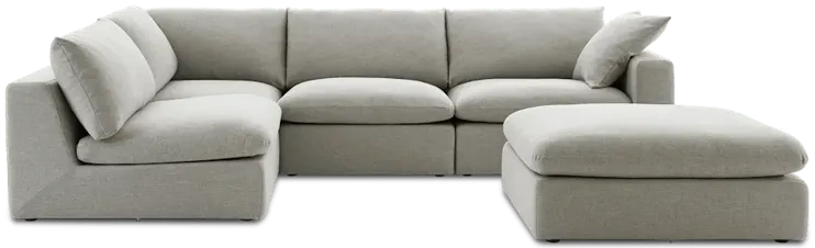 Dawson Chaise Sectional Sofa with Ottoman Left Facing, Seagull