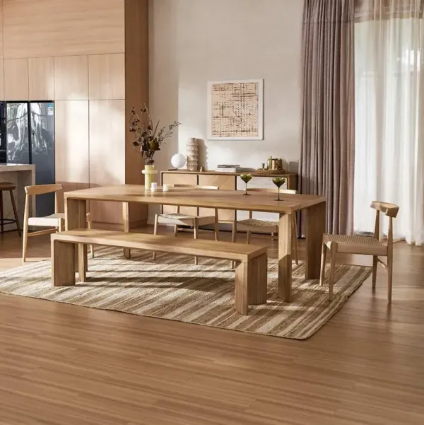 Casa Dining Table 86.6" with Dining Bench 55.1" Set