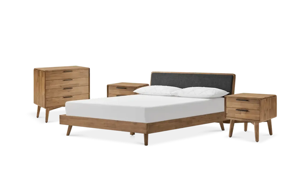 Seb King Size Bed with 2 Nightstand & 4-Drawer Dresser Set