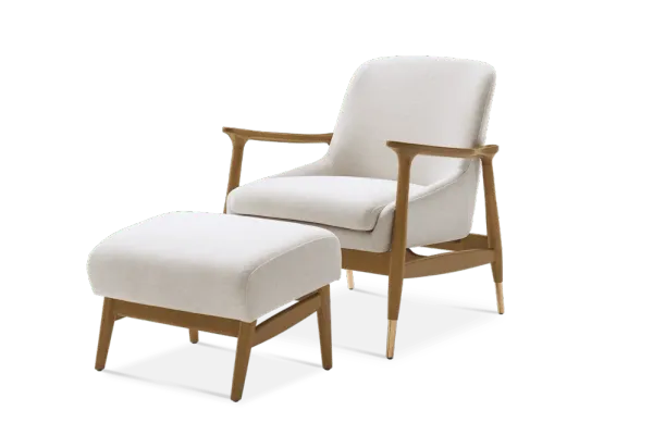 Desmond Armchair with Ottoman, (Performance Anderson) Cream