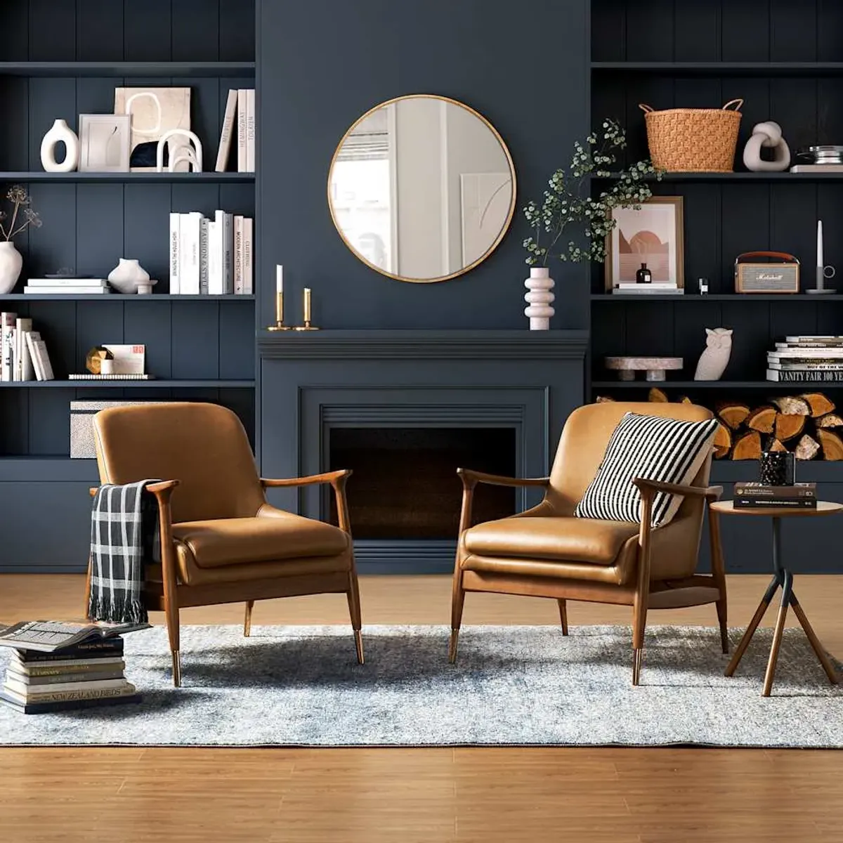 Desmond Armchair with Ottoman, Caramel