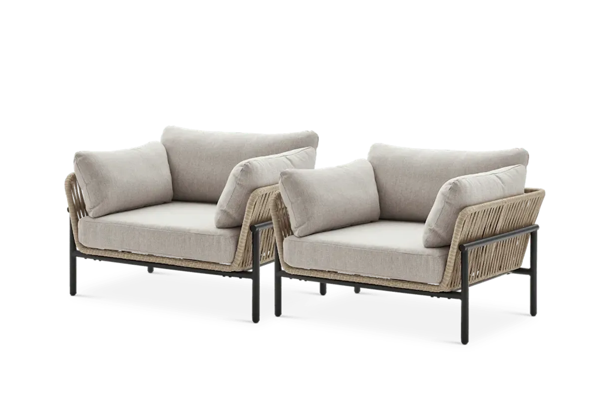 Sierra Outdoor Lounge Chair Set of 2, Straw