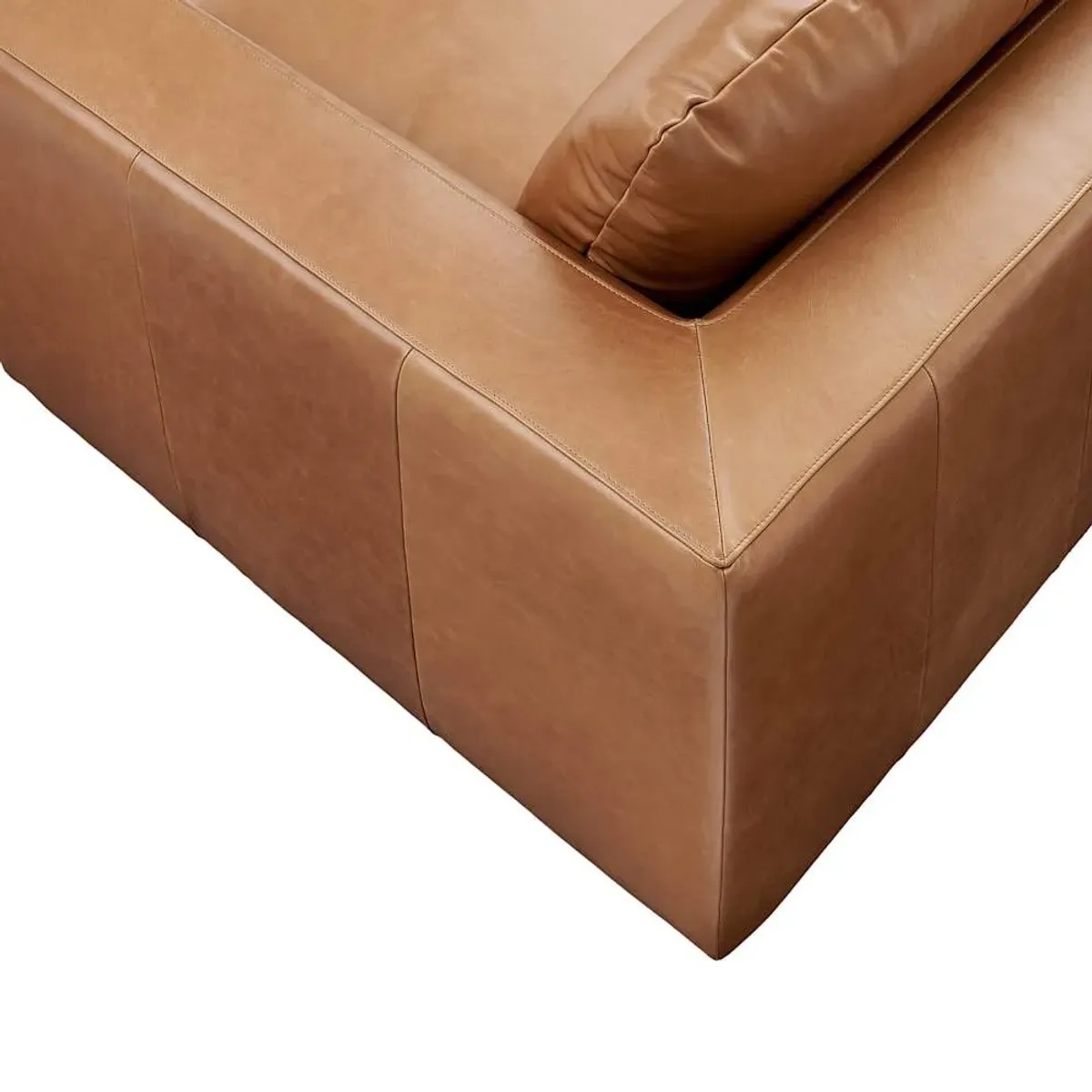 Dawson Leather L-Shape Sectional Sofa with Ottoman, (Orion) Cocoa