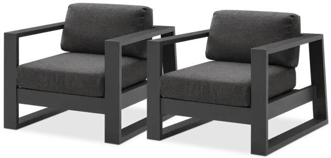 Rio Outdoor Aluminum Lounge Chair Set of 2, Slate