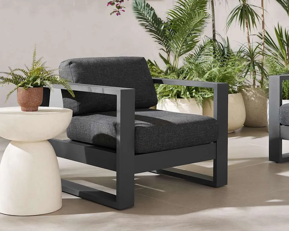 Rio Outdoor Aluminum Lounge Chair Set of 2, Slate