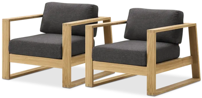 Rio Outdoor Teak Lounge Chair (Treated Version) Set of 2, Slate