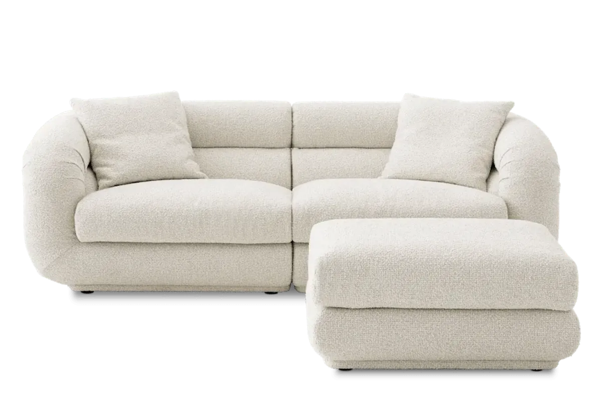 Solari Performance Fabric Sofa with Ottoman