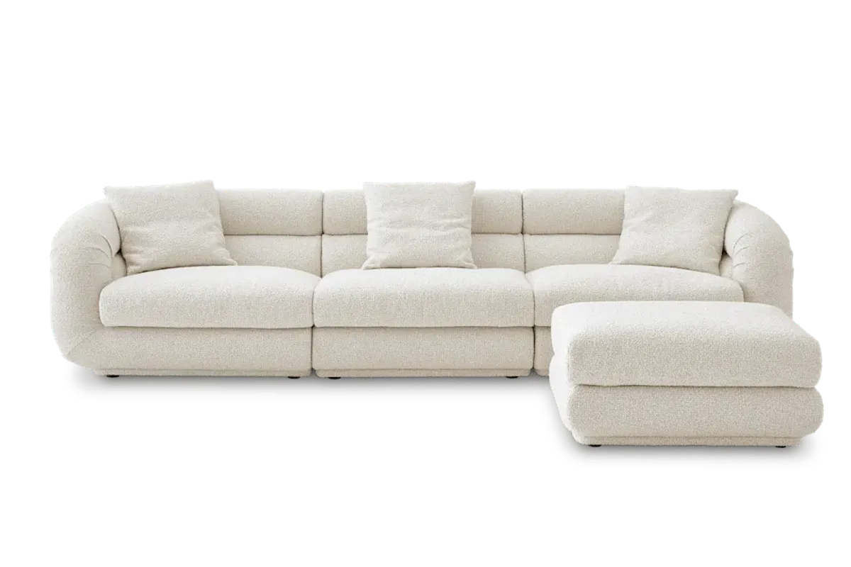 Solari Performance Fabric Extended Sofa with Ottoman