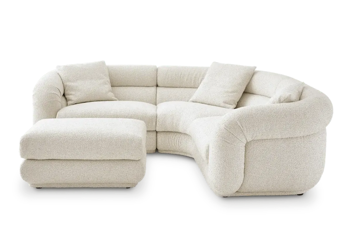 Solari Performance Fabric Sectional Sofa with Ottoman