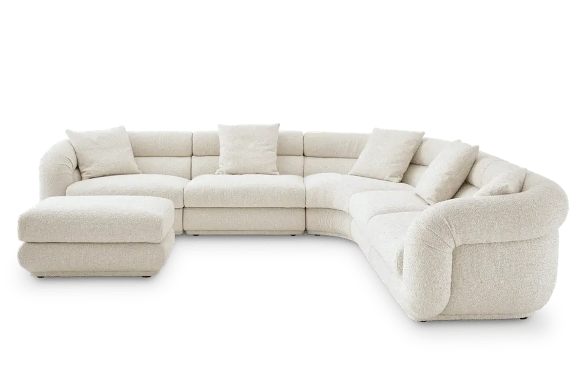 Solari Performance Fabric L-Shaped Sectional Sofa with Ottoman