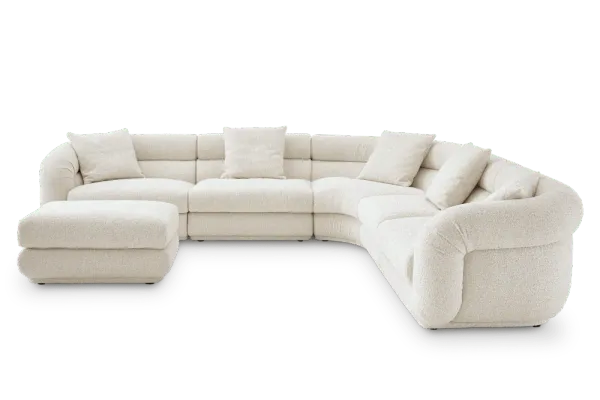 Solari Performance Fabric L-Shaped Sectional Sofa with Ottoman