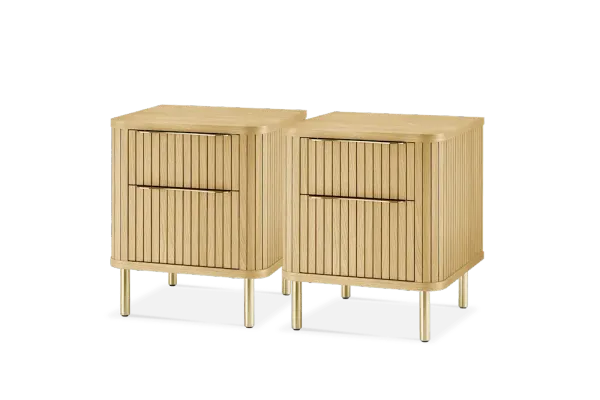 Harper 2-Drawer Nightstand 17.7" Set of 2, Natural