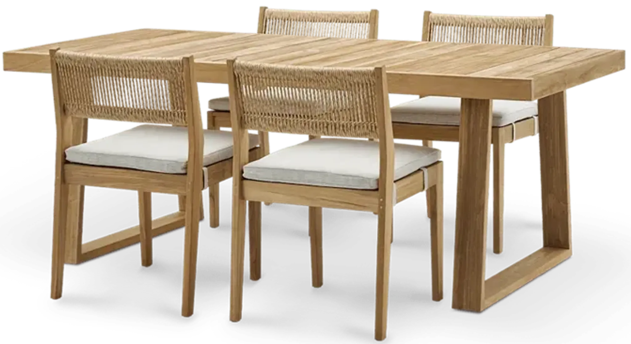 Rio Outdoor Teak Dining Table 63 And 4 Chairs Treated Version Natural ...