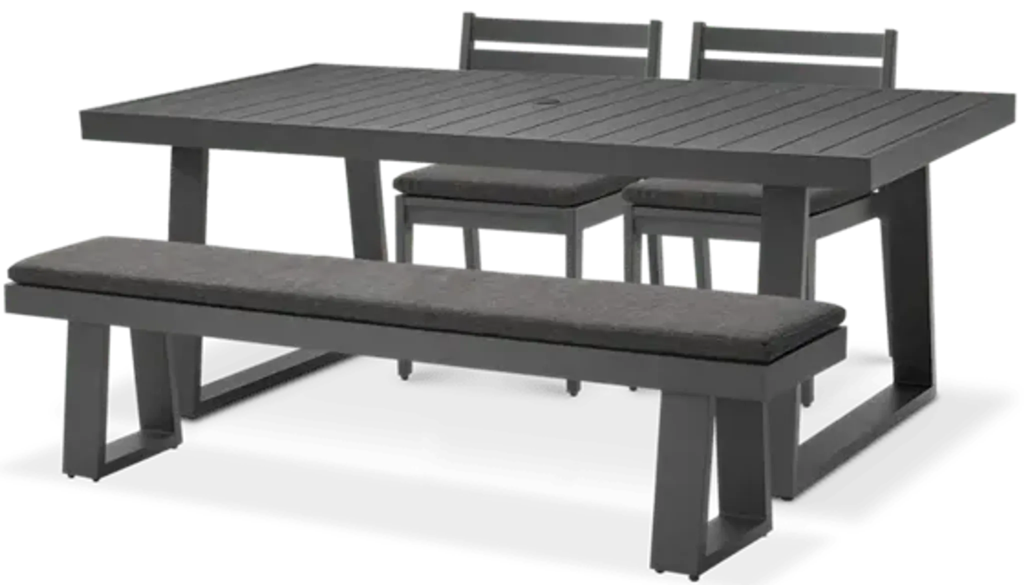 Rio Outdoor Aluminum Dining Table 78 7 And 2 Chairs And 71 Bench Slate ...
