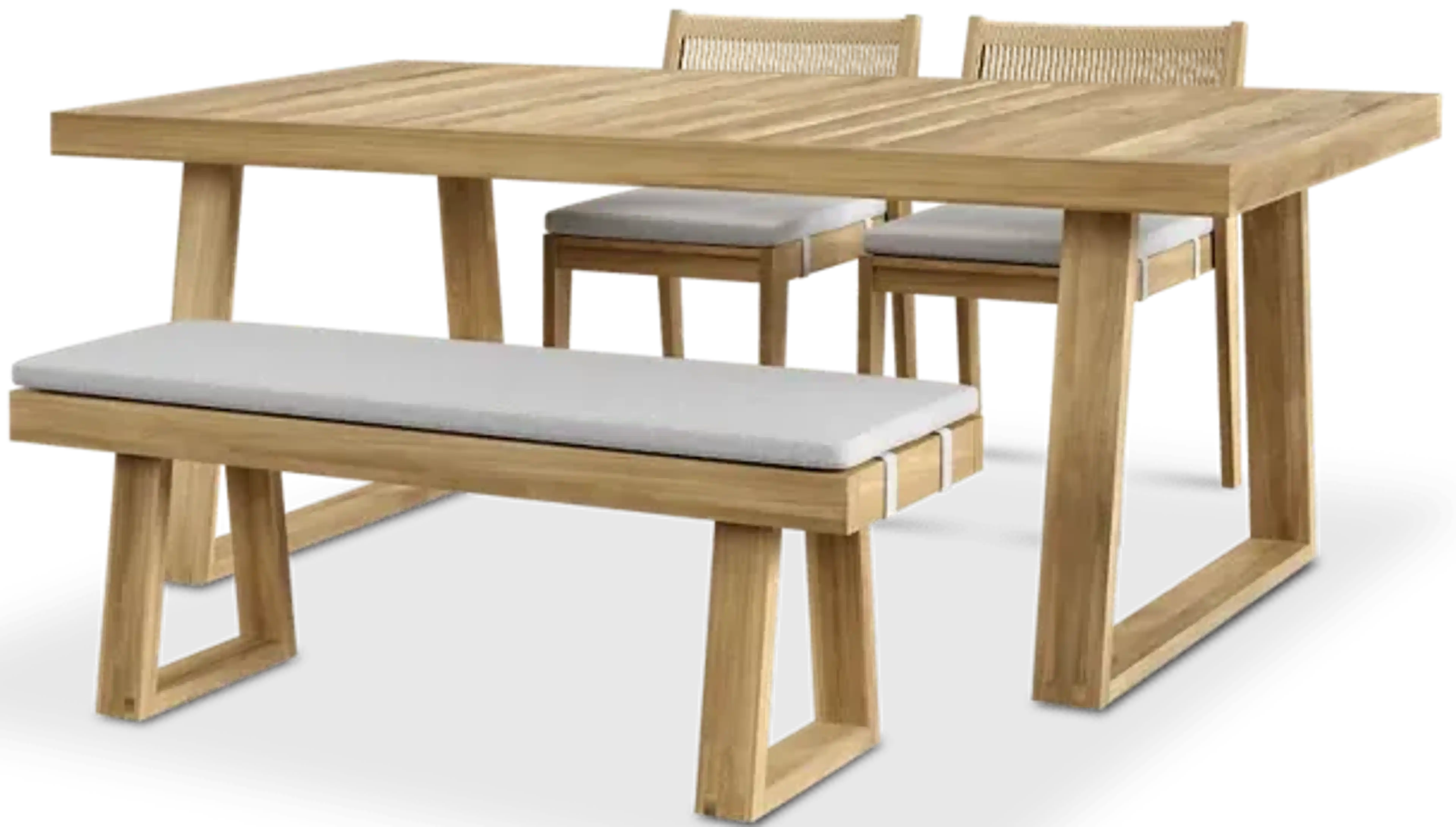 Rio Outdoor Teak Dining Table 78 7 And 4 Chairs And 51 2 Bench Treated ...