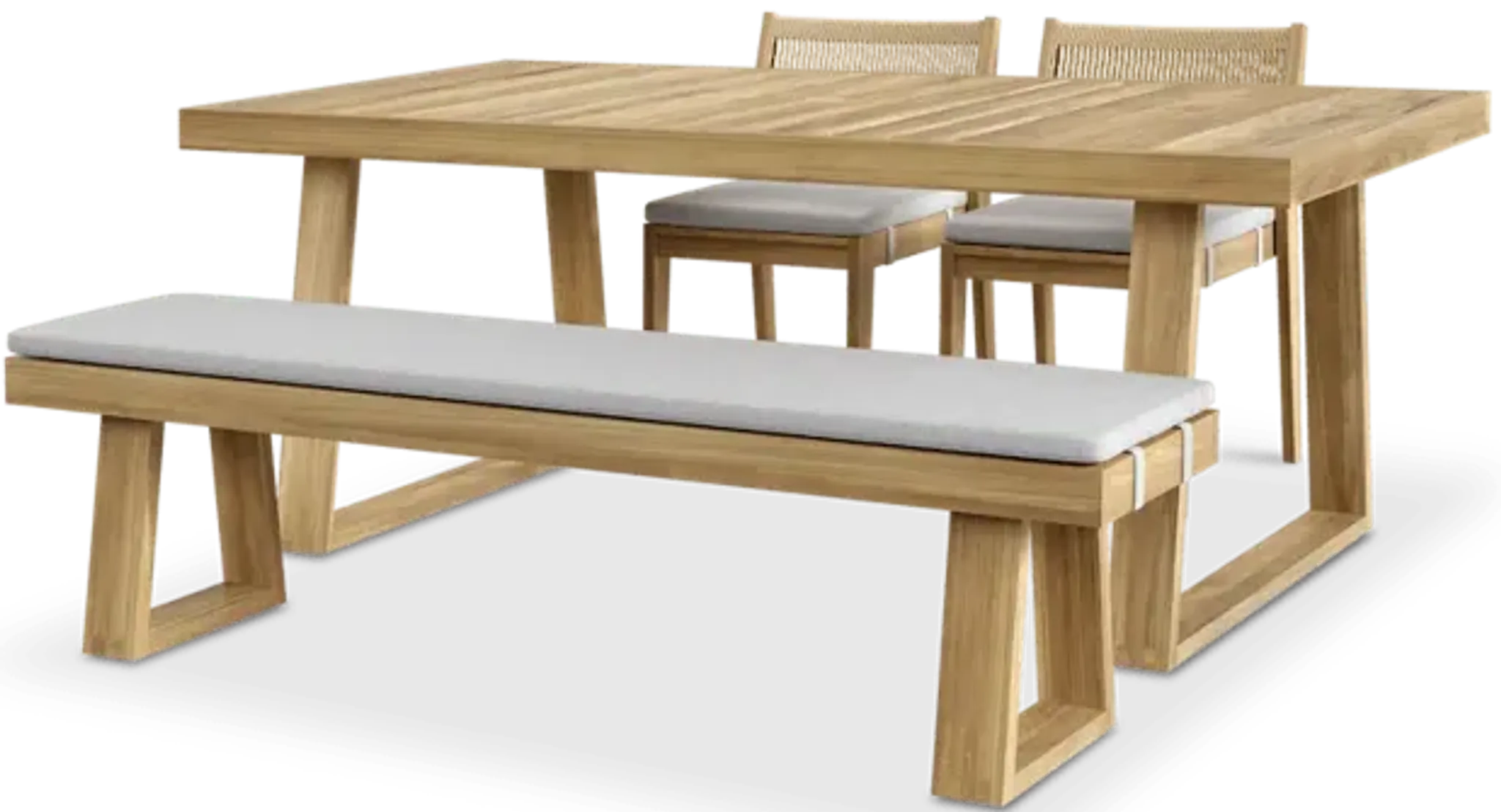 Rio Outdoor Teak Dining Table 78 7 And 2 Chairs And 71 Bench Treated ...
