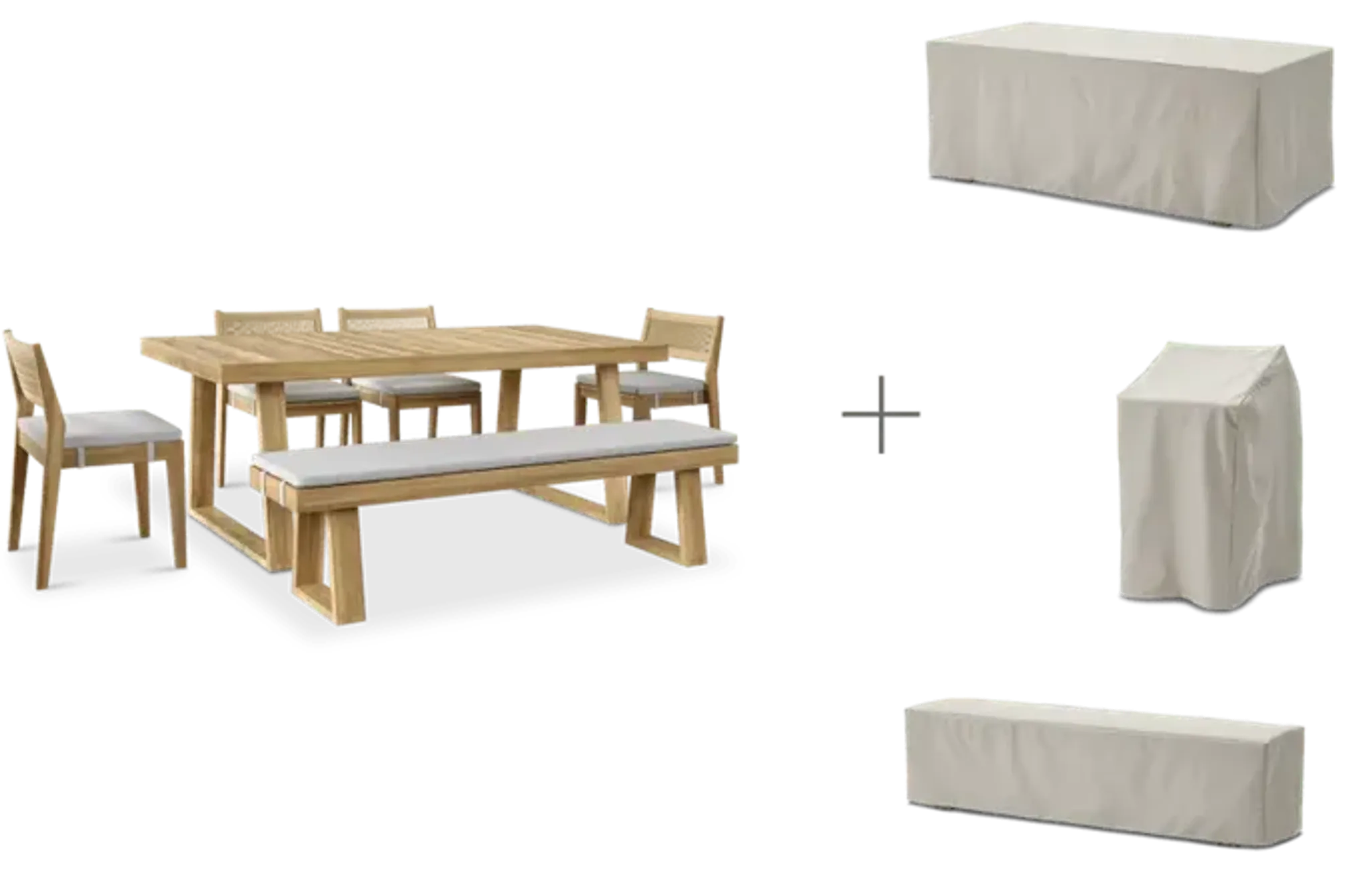 Rio Outdoor Teak Dining Table 94 5 And 4 Chairs And 71 Bench Treated ...