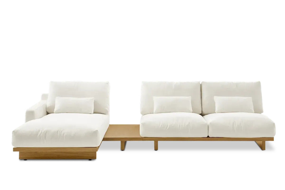 Mori Performance Fabric Armless Chaise Sectional Sofa with Side Table