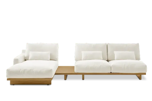 Mori Performance Fabric Armless Chaise Sectional Sofa with Side Table