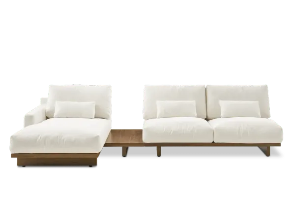 Mori Performance Fabric Armless Chaise Sectional Sofa with Side Table