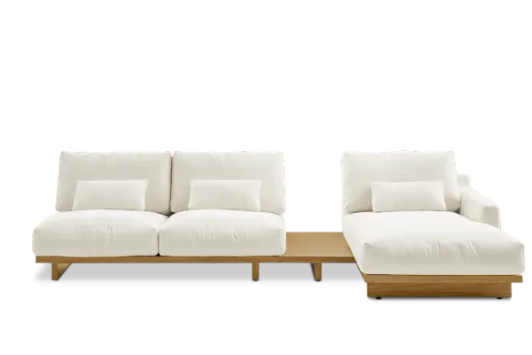 Mori Performance Fabric Armless Chaise Sectional Sofa with Side Table
