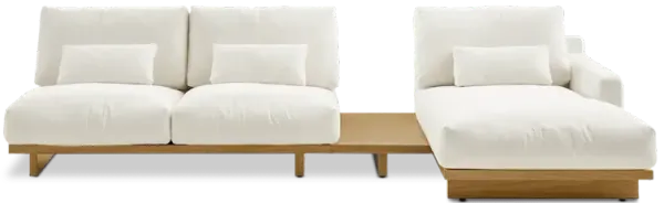 Mori Performance Fabric Armless Chaise Sectional Sofa with Side Table